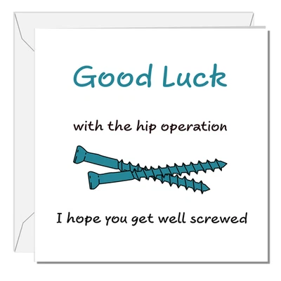 Hip Replacement Surgery Card Good Luck Congratulations on New Hip Funny Recover - Image 1 of 4