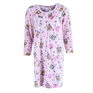 Elegant Emily Women's Plush Coffee Print Sleep Gown - Picture 1 of 9