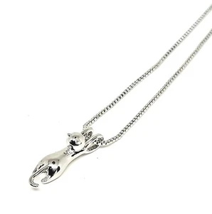 925 Sterling Silver Kitty Pendant Pet Lover Necklace Hanging Cat Jewelry Gift  - Picture 1 of 5