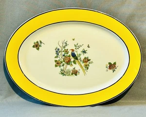 Syracuse China Art Studio Platter Oval OPCO Pheasant Bird Floral Yellow Vtg RARE - Picture 1 of 10