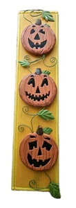 Halloween Holz Tür Deko Hänger Kürbis Patch Jack O Laterne Vintage 6×23 - Bild 1 von 7