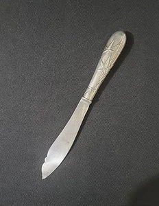 Antico coltello da burro SAMURAI SHOKAI YOKOHAMA Giappone Art Nouveau argento sterling - Foto 1 di 22