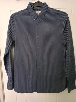 Jasper Conran Navy & Grey Striped Shirt - Large - Pure Cotton - Great Condition - Image 1 of 4