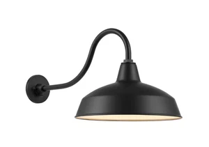 Easton 14" 1-Light Matte Black Barn Outdoor Wall Light Sconce Steel Shade (Read) - Picture 1 of 9