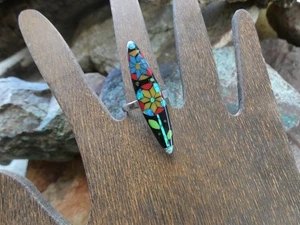 Flower Multi Gemstone Fire Opal Aluminum Sterling Silver Alloy Size 10 Ring AS74 - Picture 1 of 8