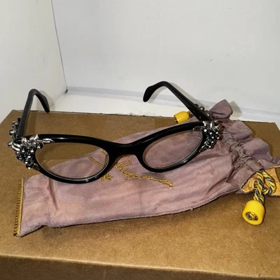 De colección 50 Schiaparelli Gafas de Gato Anteojos Gafas de Sol Marco Puntiagudo 44-21 Foto 1 de 4