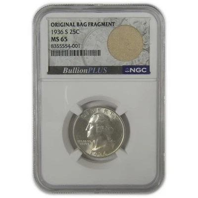 1936 S Washington Quarter MS 65 NGC Original Bag Fragment SKU:I22586 - Image 1 of 4