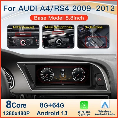 Radio Coche Android 8.8" Apple Carplay 64GB Reequipamiento Coche Para Audi A4 RS4 09-12 Foto 1 de 4