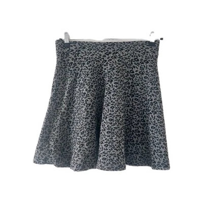 F&F A Line Skirt Size 10 Grey Elasticated Animal Print Retro Xmas Secretary Work - Image 1 of 4