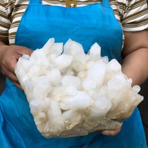 9.04LB Large Natural White Clear Quartz Crystal Cluster Rough Healing Specimen - Picture 1 of 16