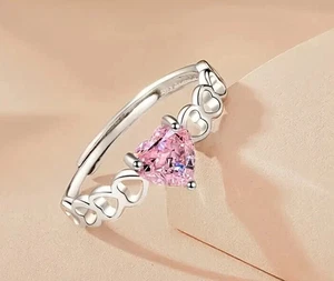 2.0 Ct Heart Cut Pink Sapphire Women's Solitary Ring 14k White Gold Plated - Picture 1 of 9