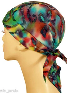 Tie Dye Batik Verde Azul Rosa Calavera Gorra Motocicleta Motociclista Doo Rag Cáncer Envoltura - Imagen 1 de 1