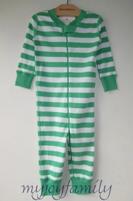 HANNA ANDERSSON Baby органический молнии спальное место счастливый зеленый полоски 80 18-24 месяцев новый с Ярлыками - Изображение 1 из 3