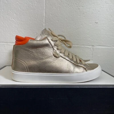 Zapatilla deportiva alta Tory Burch 51138433 de cuero dorado metálico para mujer talla 5,5 M Foto 1 de 4