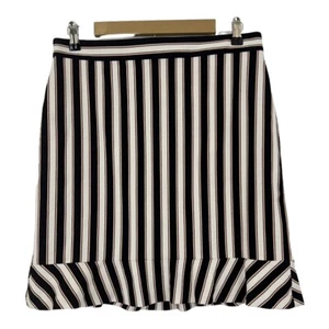 Ann Taylor Womens Size 10 Striped Black Tan White Skirt - Picture 1 of 3