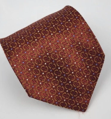 Corbata de seda para hombre de hoy rojo dorado azul corbata geométrica Italia 58,5 x 3,75 Foto 1 de 4