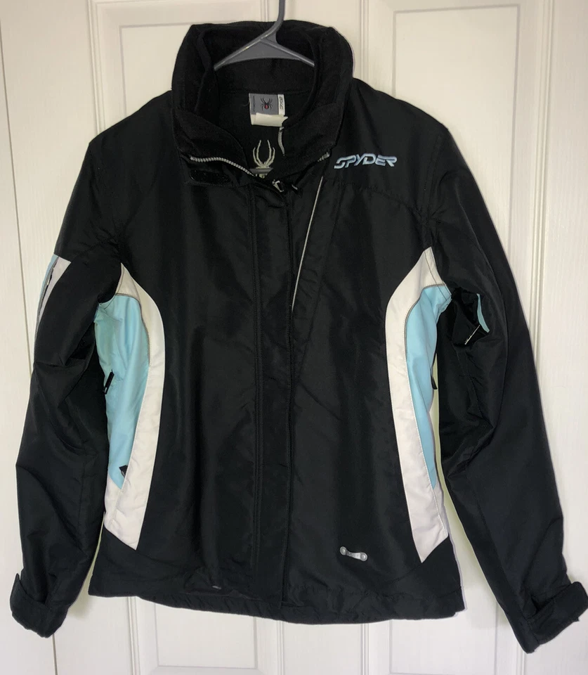 Abrigo de esquí SPYDER para damas con capucha y forro extraíble bolsillos con cremallera talla 6 ¡Excelente estado! Foto 1 de 4