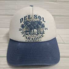 Del Sol Adjustable 1994 Island Paradise Retreat Trucker Cap Hat Blue/White clean