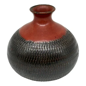 Vintage Bud Vase Weed Pot Pottery Ceramic Small Tiny Mid Century 3" Wide Japan - Picture 1 of 9