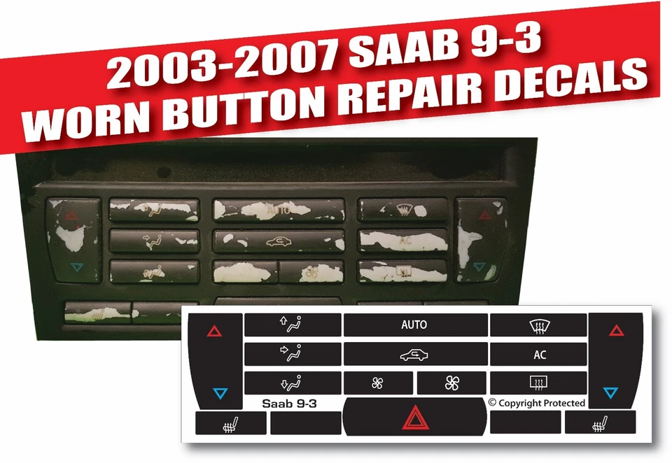 2003-07 SAAB 9-3 9-5 AIRE ACONDICIONADO BOTÓN REPARACIÓN CALCOMANÍAS 1281688BA Foto 1 de 1