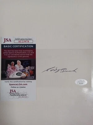 Edd Roush Signed Cut Index Card JSA -1 # - Image 1 of 3