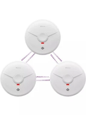 Heiman Photoelectric Wireless Interconnected Smoke Alarm Detector,10-Year 3 PCS  - Image 1 of 4