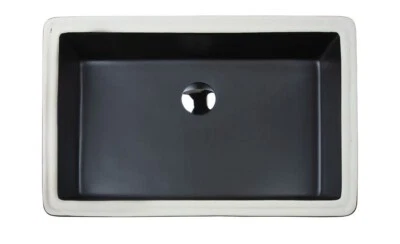 Cubo de lavabo de baño de porcelana bajo encimera de 22" con desbordamiento 5444UN-MB Foto 1 de 4