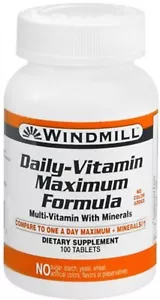 Windmill Daily Vitamin Maximum Formula Multi-Vitamin with Mineral Tablets 100 Ct - Picture 1 of 1