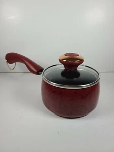 Paula Deen Signature 1 Qt Quart Non-Stick Sauce Pan Red Speckled with Lid - Picture 1 of 11