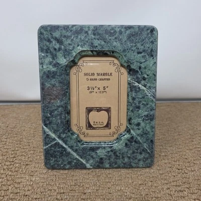"Marco de fotos vintage de piedra de mármol rectangular inclinado verde 7,5"x6""" Foto 1 de 4