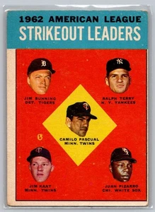 1963 Topps AL Strikeout Leaders Bunning, Terry, Pascual, Pizzaro & Jim Kaat #10 - Picture 1 of 2