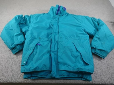 Vintage Puffer Jacket Mens Medium Blue Insulated Embroidered 90s Ski Snow - Image 1 of 4