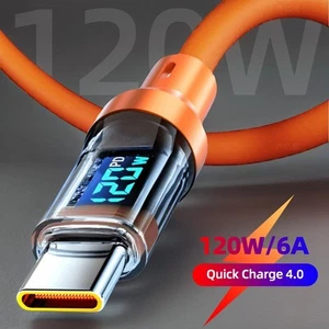 Enhanced Protection 120W Fast Charge TypeC Data Cable with LED Monitor - Zdjęcie 1 z 14