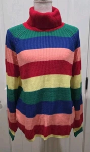 Maglione maglia girocollo rilassato righe multicolore Sunday Up taglia M nuovo senza etichette - Foto 1 di 7