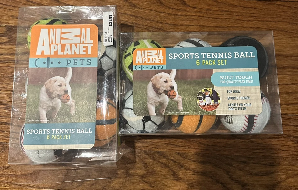 Animal Planet 2201044 Set of 6 Assorted Sports Tennis Balls for Dogs