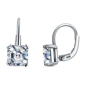 Asscher Leverback Ohrringe Zirkonia 925 Sterling Silber - Bild 1 von 10