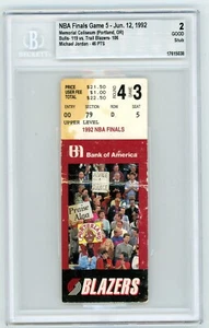 1992 NBA FINALS CHICAGO BULLS PORTLAND MICHAEL JORDAN 46 pt TICKET STUB BGS GM 5 - Picture 1 of 2