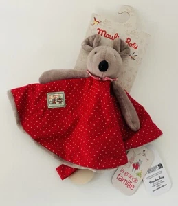3839🌟Doudou Plat Rond Souris La Grande Famille MOULIN ROTY Rouge Bordeaux - Photo 1/3