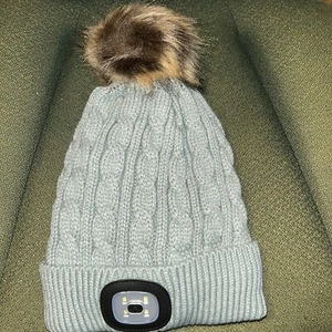 Sombrero de invierno LED gris pompón iluminado talla única - Imagen 1 de 6