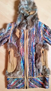 Custo Barcelona Mantel Jacke Blazer Strick Fell 38 M Trapper Leder Bunt Pepe - Bild 1 von 12
