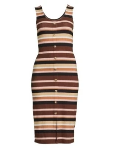 No Boundaries ~ Button Front ~ X-LARGE ~ Hot Chocolate Stripe ~ Sleeveless Dress - Picture 1 of 7
