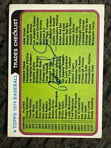 1974 Topps Traded Checklist ROSS GRIMSLEY Autographed Baseball Card