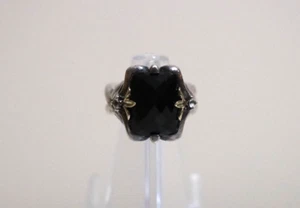 Ann King Black Onyx Ring - Sterling Silver & 18K Gold - Size 6 - Picture 1 of 5