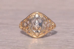 Two-Tone Filigree Ring with Diamond - Picture 1 of 9