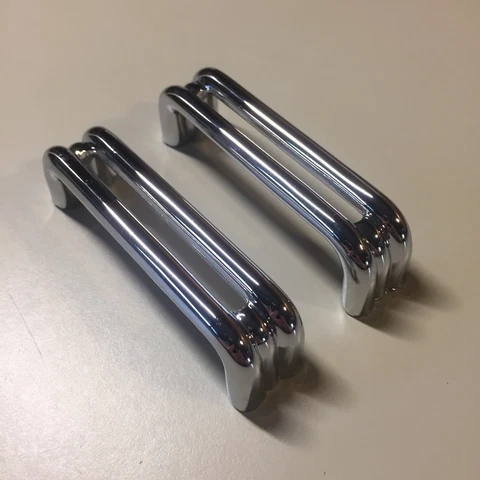 2 Vintage KBC Chrome Split Bar Drawer Pull Mid Century Style Lot J Cover