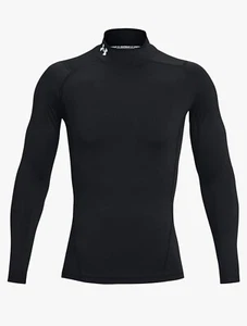 Under Armour Mens Mock Heatgear UA Long Sleeve Black Compression Top Size Medium - Picture 1 of 5