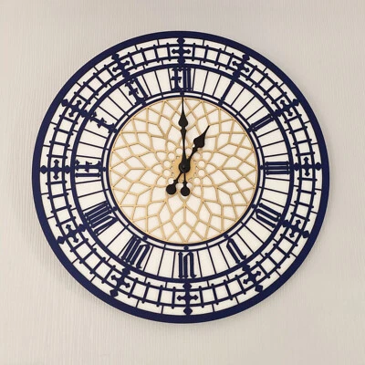 Large Big Ben Wall Clock Silent Non Ticking Roman Numerals Wooden Ornament Gift - Image 1 of 4