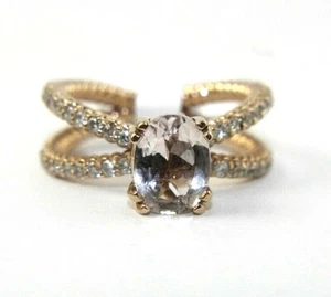 Oval Morganite & Diamond Halo Solitaire Bridge Split Ring 14k Rose Gold 1.98Ct - Picture 1 of 7