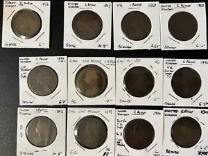 Lot 11 Great Britain penny bronze coins (1863 to 1901) + 1856 Jersey 1/26 shill. - Picture 1 of 2