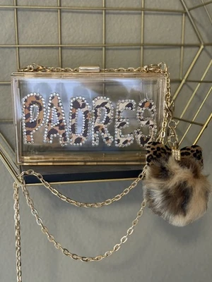 Cartera sin asas de acrílico transparente con estrás personalizada para cumpleaños, novia, etc. Foto 1 de 4